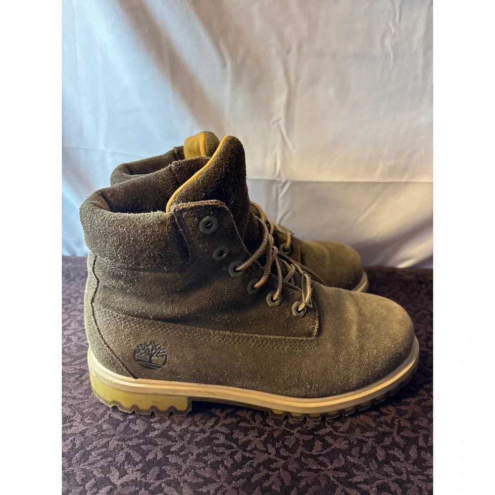 Timberland Kids 6 Inch Waterproof Insulated Suede Boots Olive Green A18LA Size 5
